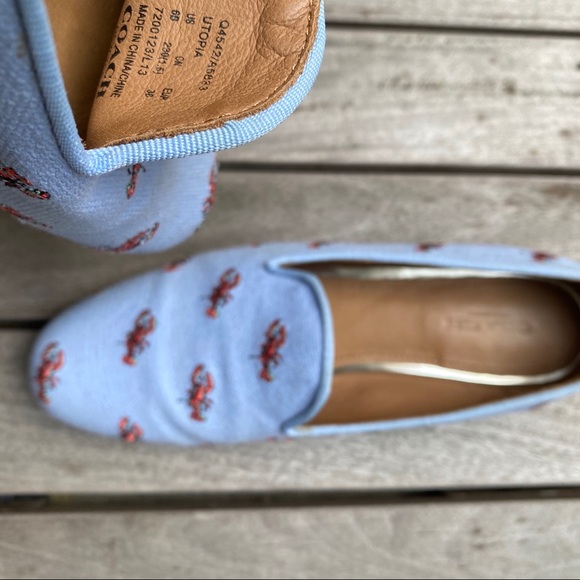 COACH Utopia Lobster Smoking Slippers in Pale Blue - Picture 8 of 8